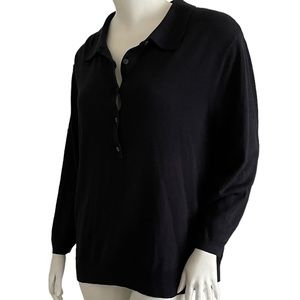 H & M Basic Black Collared 3/4 Sleeve Sweater Size XL